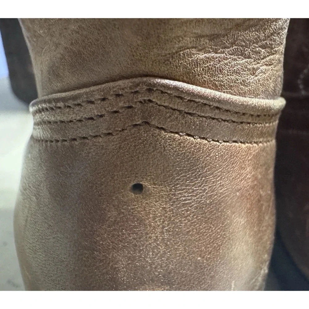 Kids Brown‎ Leather Cowboy Boots No Size On The Boot